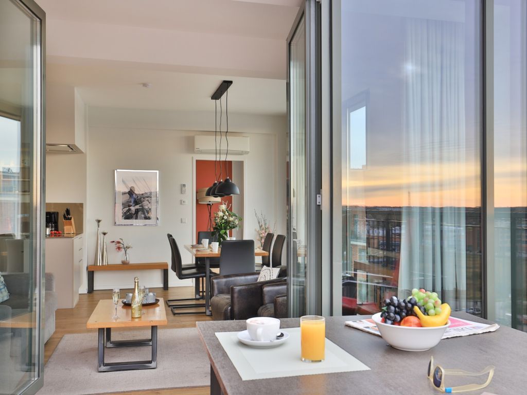 Ohlerich Speicher App. 44 - Blick von der Dachterrasse in das Appartement