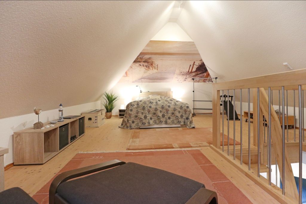 Padua Ferienwohnung - Blick auf das Schlafzimmer im Obergeschoss