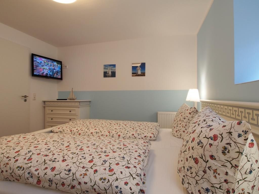 Muschel Whg. Seepferdchen - Blick in das Schlafzimmer mit großem Doppelbett
