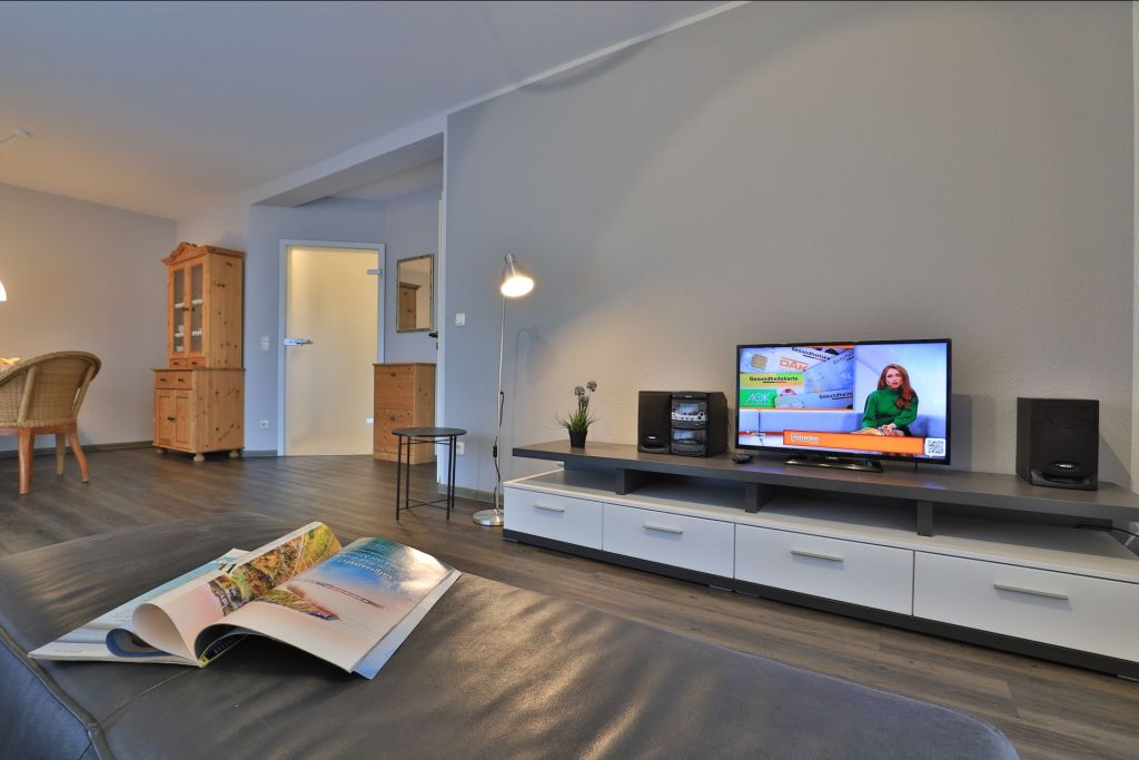 Haus am Teich, Whg. D11 - Blick vom Sofa auf den TV